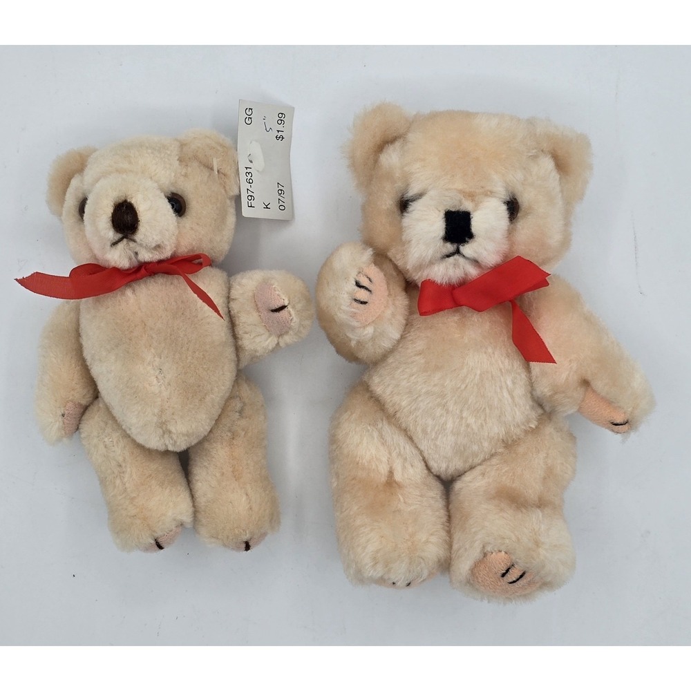 2 Lot RARE VTG 90s Teddy Bears Jointed Legs & Arms Posable Stuffed Bears W/Tag